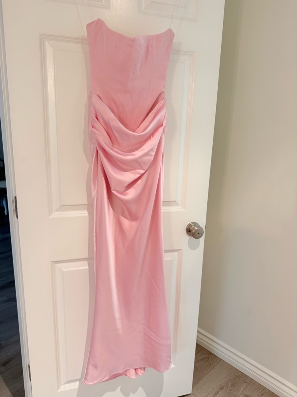 House of CB Blush Pink Draped Satin Gown